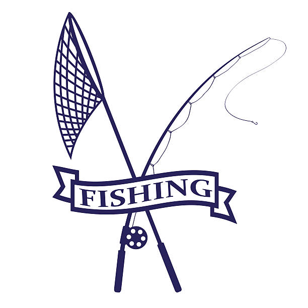 ilustrações, clipart, desenhos animados e ícones de logotipo de pesca - fishing net commercial fishing net netting isolated