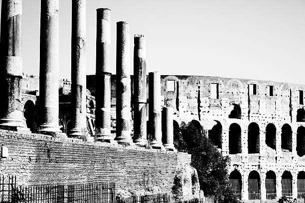 Colonnade and Coliseum. Rome stock photo