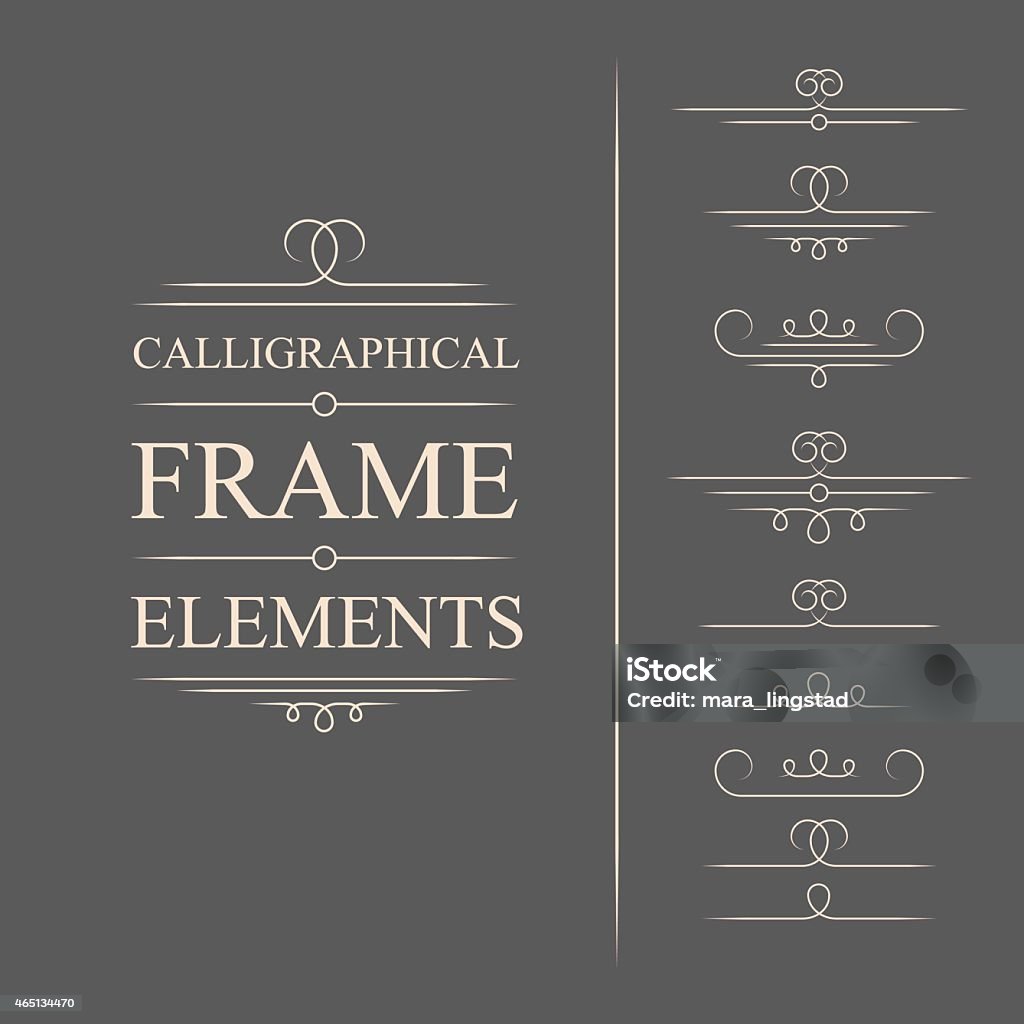 Calligraphic design vector art Vector calligraphic frame elements. Decorative elements. Eps10 Formalwear stock vector