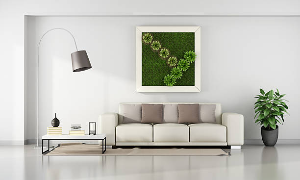 istock Living room with  vertical garden in frame 465136248