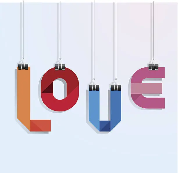 Vector illustration of i love you paper with clip vecrot