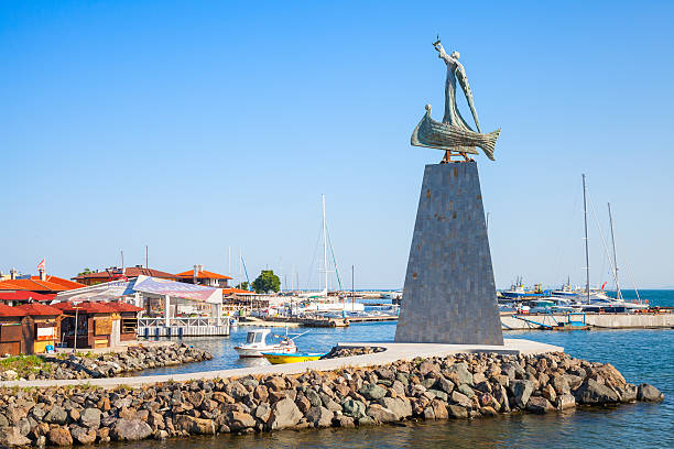Nesebar, Bulgaria - July 21, 2014: Statue of Saint Nicholas in old Nessebar town, Black sea coast, Bulgaria