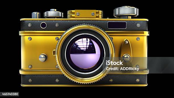 Vintage Golden Photo Camera High Resolution 3d Render Stock Photo - Download Image Now