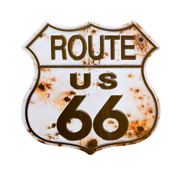 istock A signage of Route US 66 with rusty effect  465140803