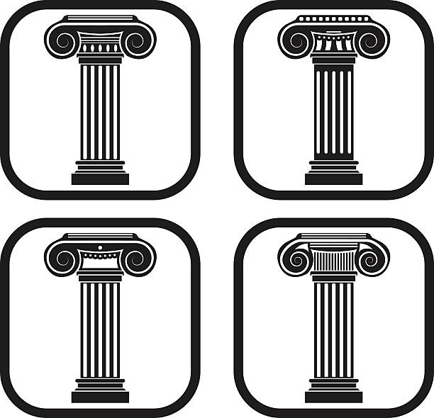 illustrazioni stock, clip art, cartoni animati e icone di tendenza di ancien colonna icona-quattro variazioni - stability architecture roman decoration