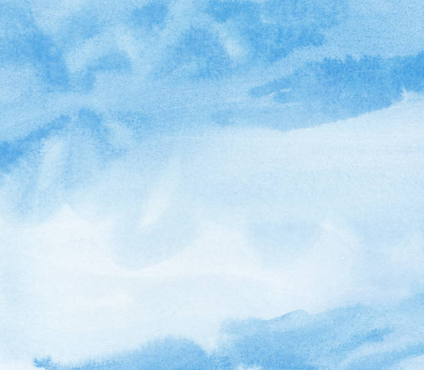 istock Painted blue watercolor cloud and sky 465141114