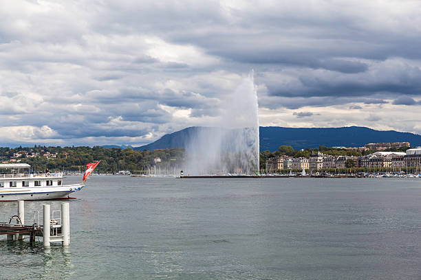 istock Water jet fountain in Geneva 465141644