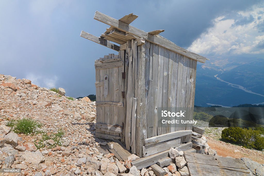 Mountain Outhouse Antique outhouse in the mountains 2015 Stock Photo