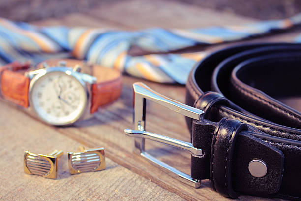 istock Leather belt, tie, cufflinks and watches 465144212