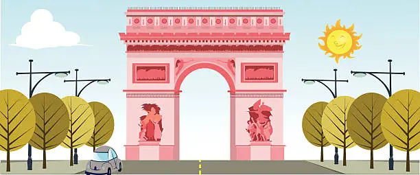 Vector illustration of Artistic illustration of the Arc De Triomphe in Paris