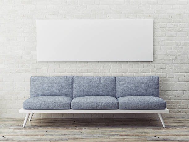 istock Bed in empty room, mock up poster, 3d illustration 465146500