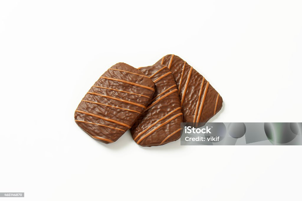 Belgian chocolate butter biscuits Thin butter biscuits covered in dark chocolate 2015 Stock Photo