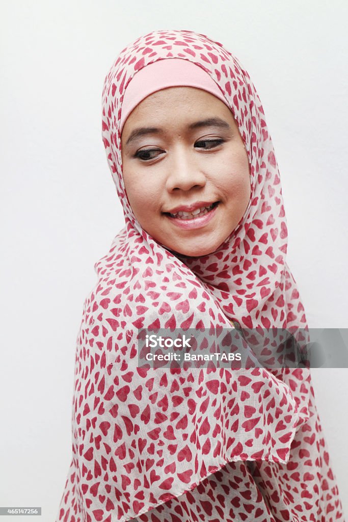 Muslim Girl Muslim girl wearing pink hijab, 2015 Stock Photo