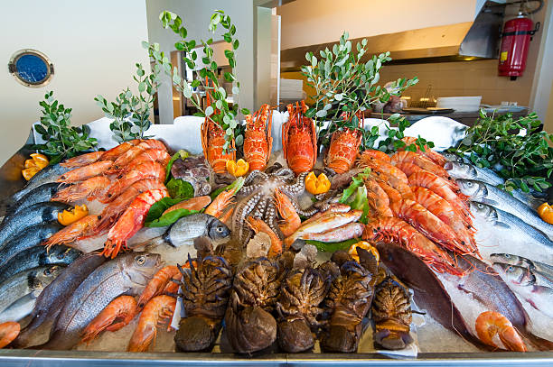 istock Seafood displayed at the local restaurant on Crete, Greece. 465148470
