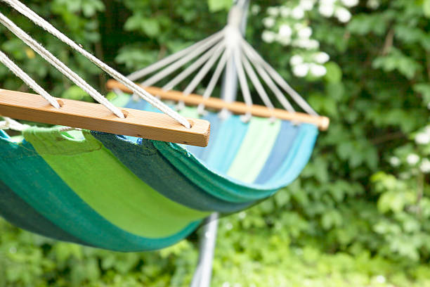 Hammock in garden. stock photo