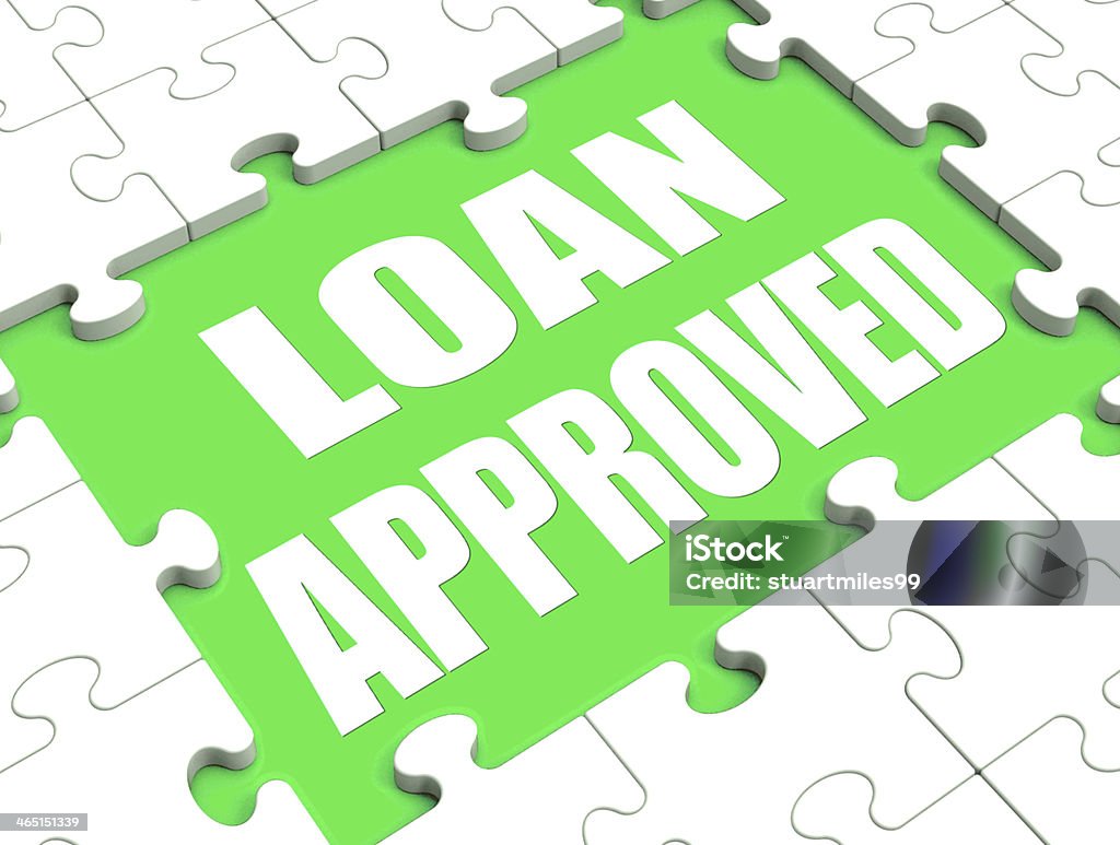 Loan Approved Puzzle Shows Credit Lending Agreement Approval Loan Approved Puzzle Showing Credit Lending Agreement Approval Agreement Stock Photo