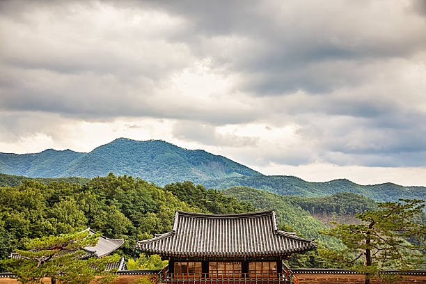 istock Buddhist monks temple in mountains in Korea 465153066