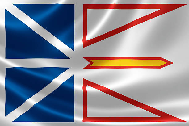 3D rendering of the Canadian provincial flag of Newfoundland & Labrador on satin texture.