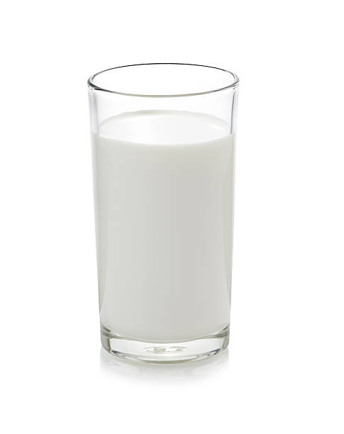 istock Glass of milk isolate on white 465155748