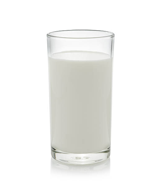 istock Glass of milk isolate on white 465155750