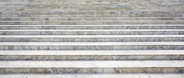 Elevation of the exterior stair made from white marble stone.