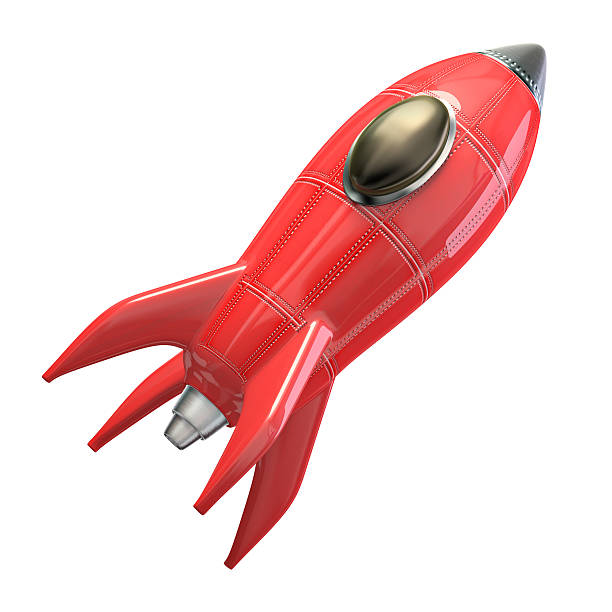 istock Clip art of a red rocket ship on a white background  465156315