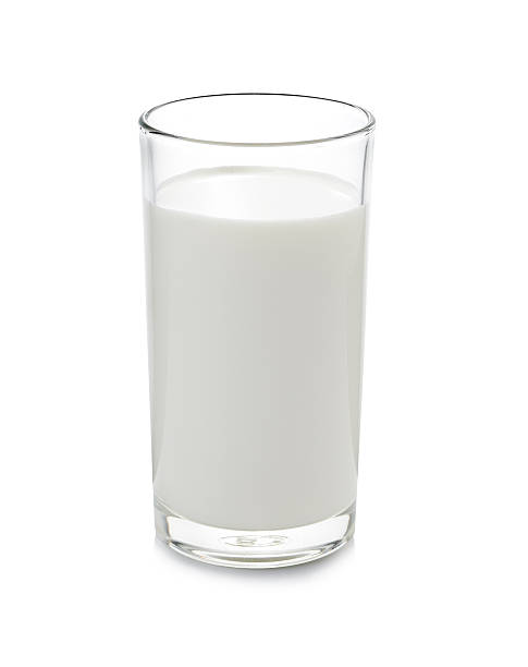 istock Glass of milk isolate on white 465156542