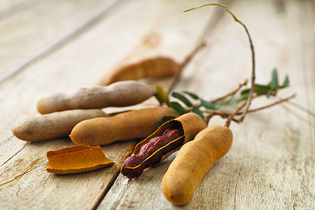 Freshly picked ripe Thai Tamarinds.