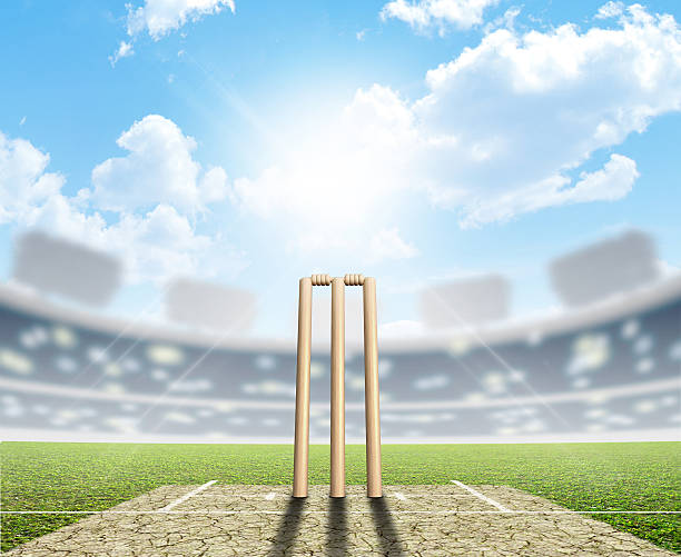 istock Cricket Stadium And Wickets 465157804