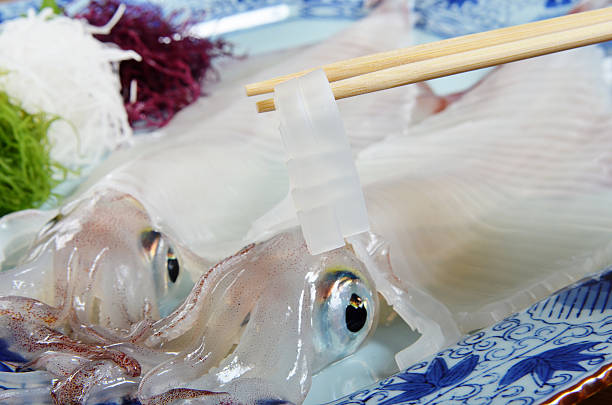 calamari-sashimi - sashimi stock-fotos und bilder