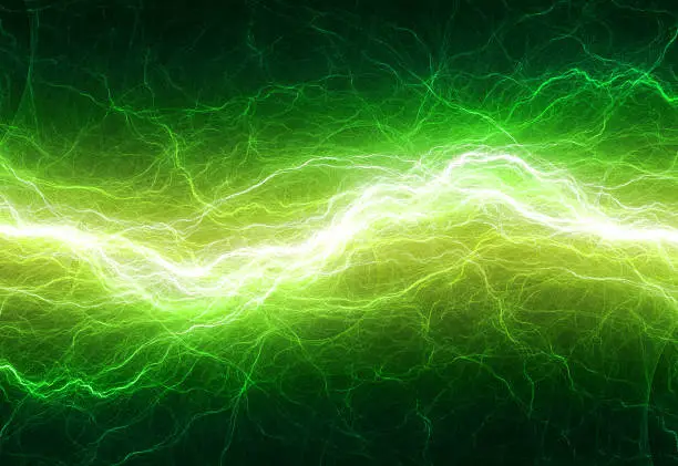Fantasy green lightning, abstract electrical background