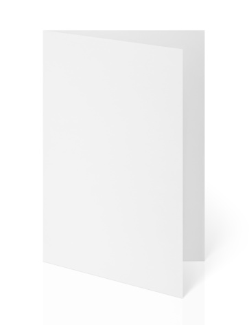 Blank folded flyer isolated on white with clipping path