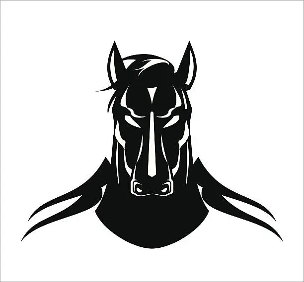 Vector illustration of black horse head