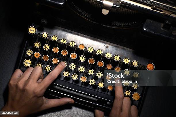 Vintage Typewriter Keyboard Stock Photo - Download Image Now - 2015, Alphabet, Circle