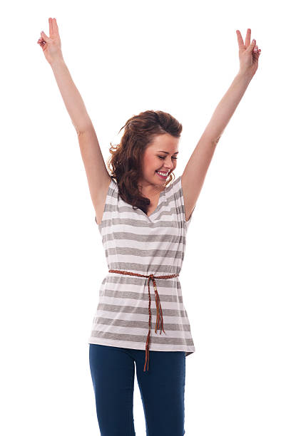 istock Attractive happy girl celebrates success 465160559