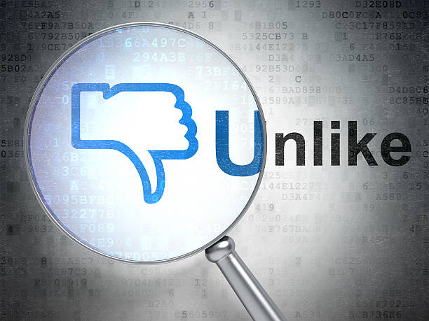 istock Social media concept: Thumb Down and Unlike with optical glass 465162493