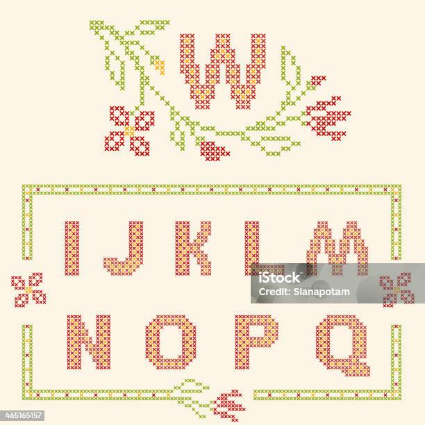Crossstitch Embroidery In Ukrainian Style Stock Illustration - Download Image Now - Abstract, Alphabet, Black Color