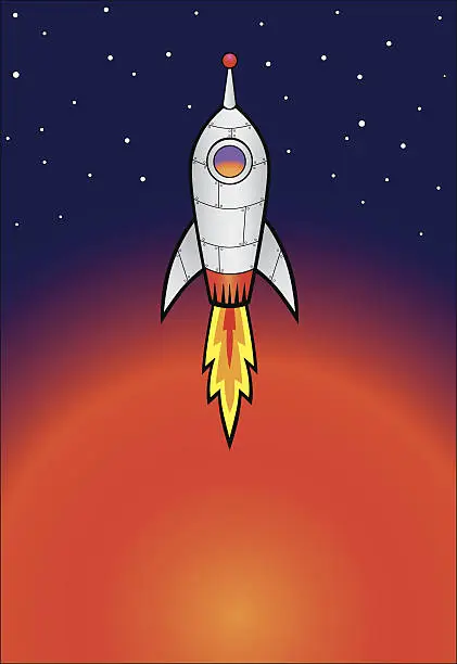 Vector illustration of Rocket Blasting Off