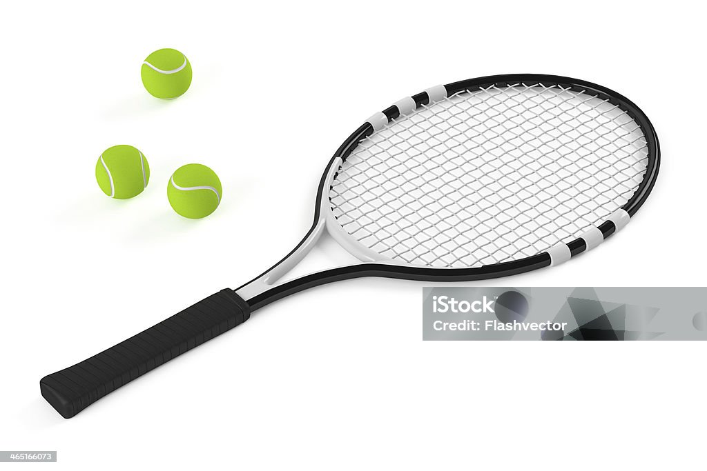 Tennis racket and ball isolated Tennis racket and ball isolated at the white background Activity Stock Photo