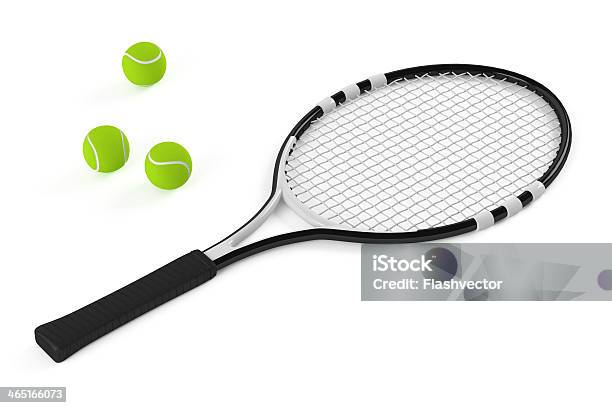 Tennis Racket And Ball Isolated Stock Photo - Download Image Now - Activity, Border - Frame, Competition