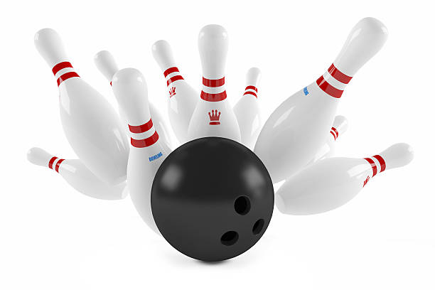 istock Scattered skittle and bowling ball 465170867