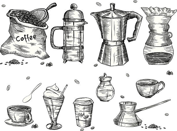 Equipo de café - ilustración de arte vectorial
