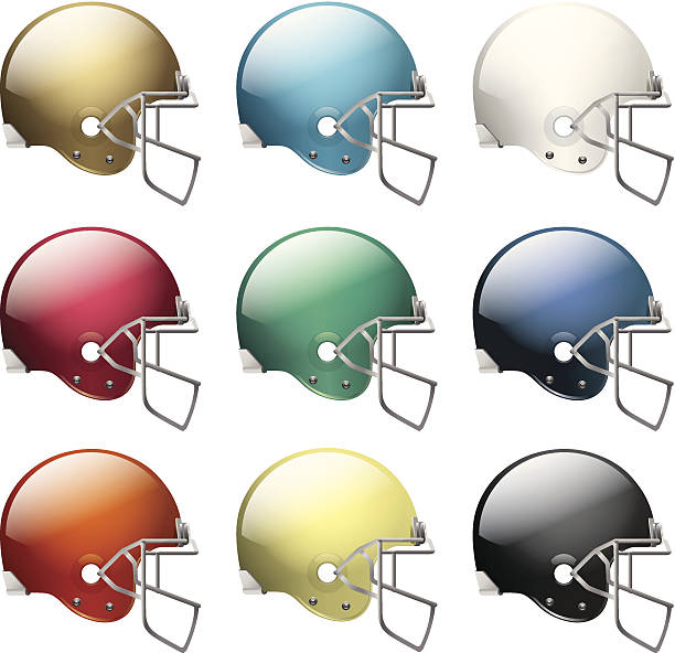 헬멧 벡터 american football player - sports helmet face mask vector sports equipment stock illustrations