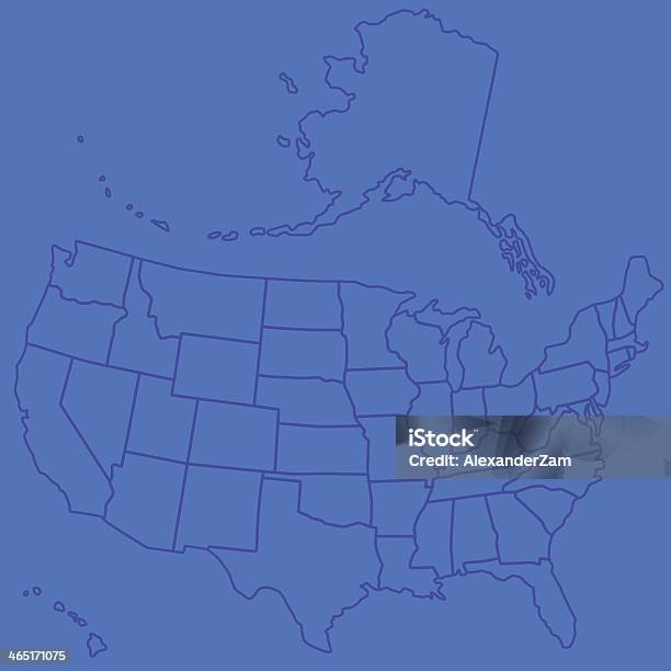 Contorno Mappa Di Stati Uniti Damerica - Immagini vettoriali stock e altre immagini di Alaska - Stato USA - Alaska - Stato USA, Carta a quadretti, Carta geografica
