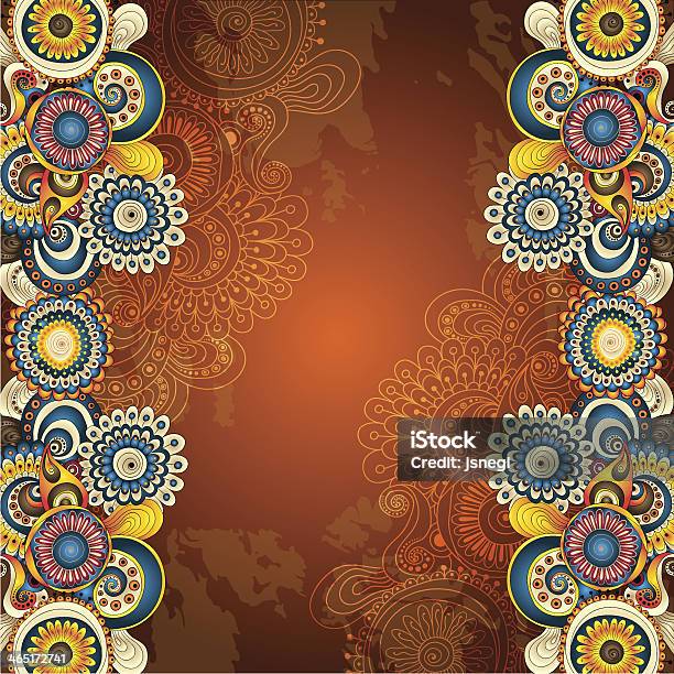 Abstract Floral Pattern On Brown Decorative Background Stock Illustration - Download Image Now