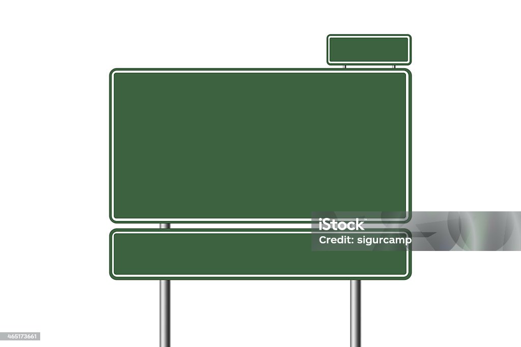 Large blank road sign. Large green blank road sign isolated on white background. Road Sign Stock Photo