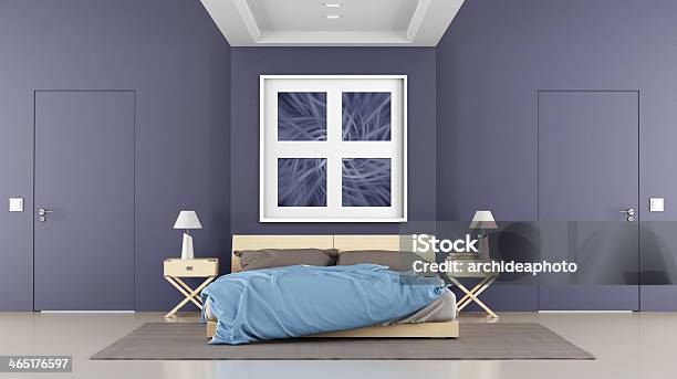 Contemporary Bedroom Stock Photo - Download Image Now - Door, Bed - Furniture, Bedroom
