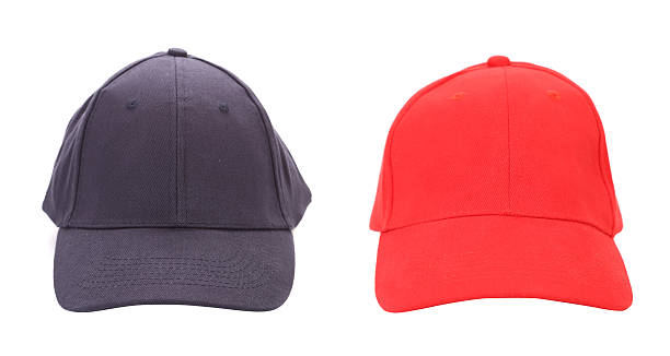 istock Red and Gray working peaked caps. 465177229