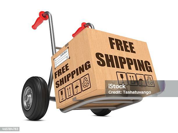 Kostenloser Versand Pappkarton Auf Handlkw Stockfoto und mehr Bilder von Fracht - Fracht, Free Shipping - Englischer Satz, Freiheit