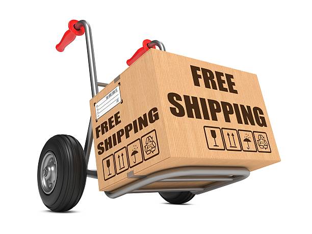 istock Free Shipping - Cardboard Box on Hand Truck. 465184783